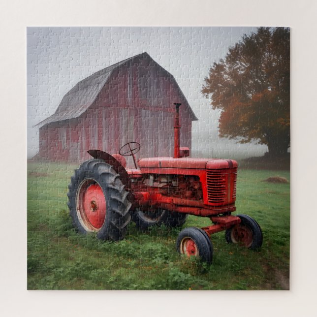 Puzzle Vintage Red Farm Tractor (Vertical)
