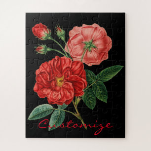Puzzle Vintage Red Rose Illustration Thunder_Cove