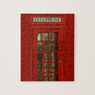 Puzzle Vintage Red Telephone Box London City Travel Art
