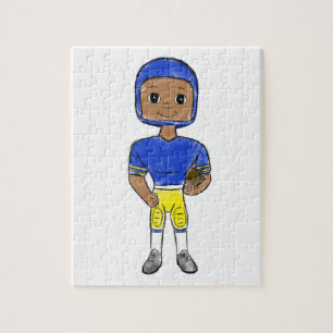 Puzzle vintage retro jugador de fútbol azul amarillo simp