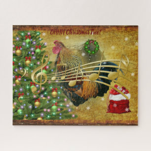 Puzzle Vintage Rooster Singing Christmas Carols