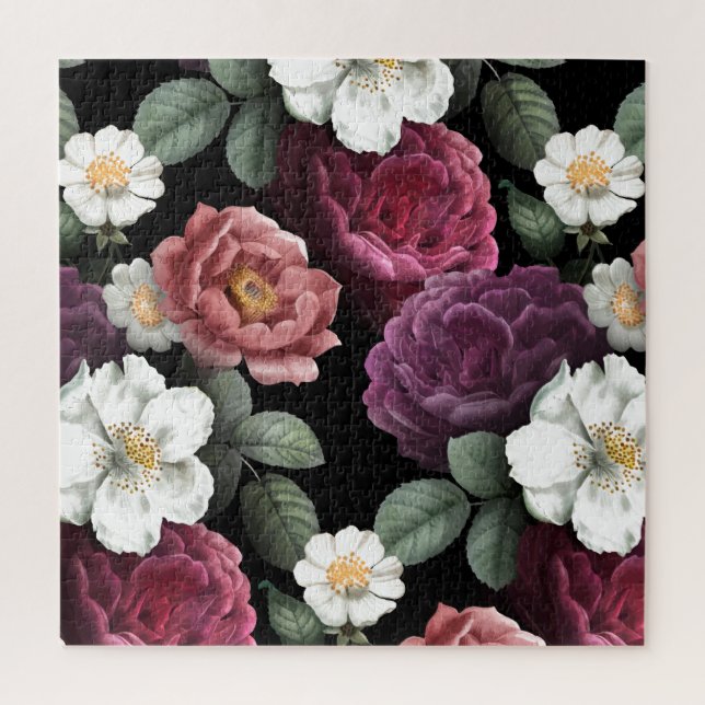 Puzzle Vintage Roses Illustration Flowers Art (Vertical)