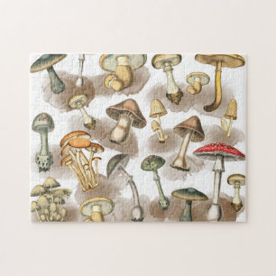 Puzzle Vintage Rustic Forest Mushrooms