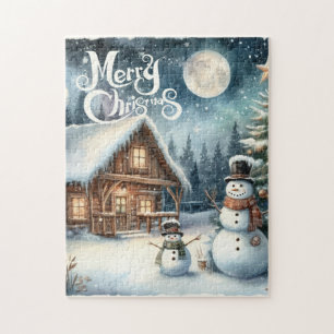Puzzle Vintage/Rustic/Snowman/Navidades