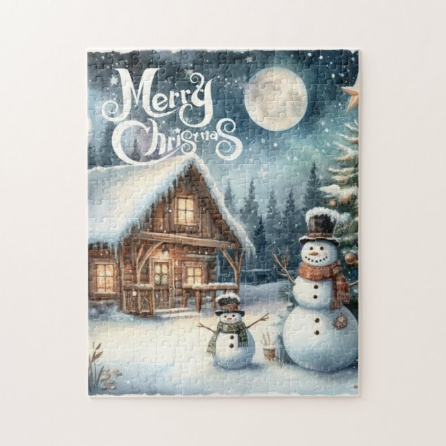 Puzzle Vintage/Rustic/Snowman/Navidades (Vertical)