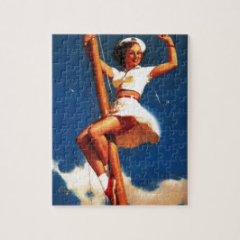 Puzzle Vintage Sail Bote Sailing Pin UP Chica