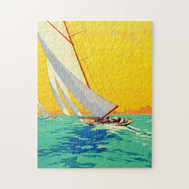 Puzzle Vintage Sail Bots French Travel (Vertical)