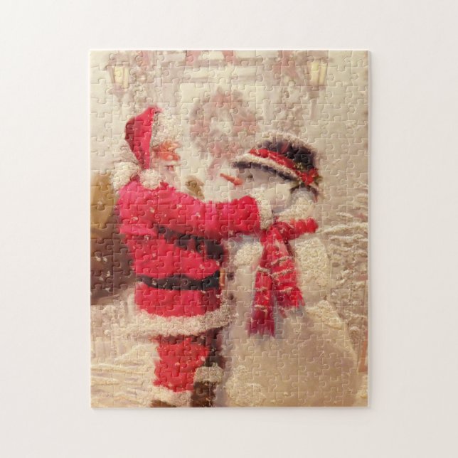 Puzzle Vintage Santa Claus Navidades Snowman | Vacaciones (Vertical)