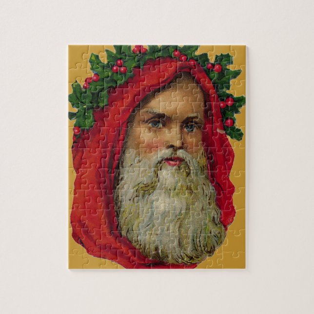 Puzzle Vintage Santa con la guirnalda (Vertical)