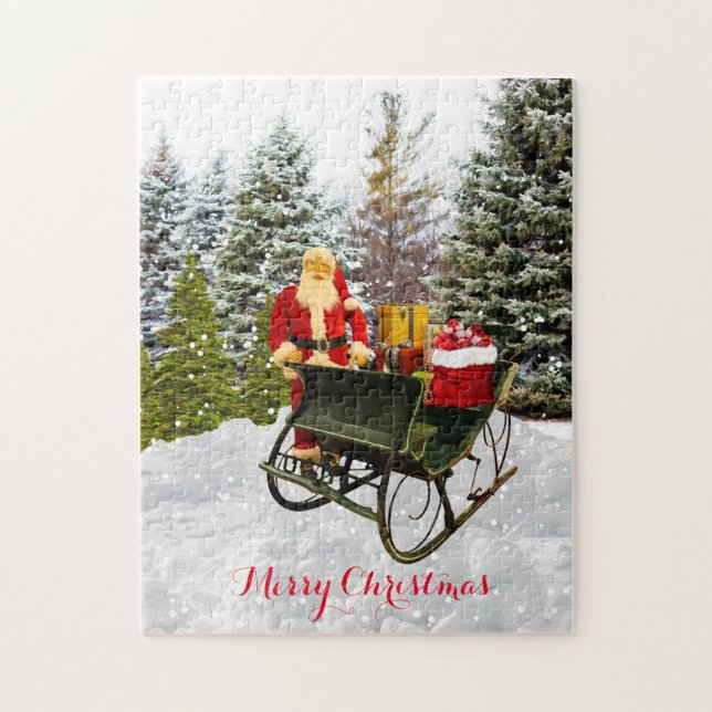 Puzzle Vintage Santa y sus Navidades de Sleigh (Vertical)