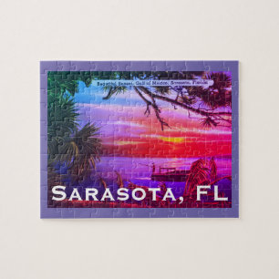 Puzzle Vintage Sarasota, FL Beach Sunset - Golfo de Méxic