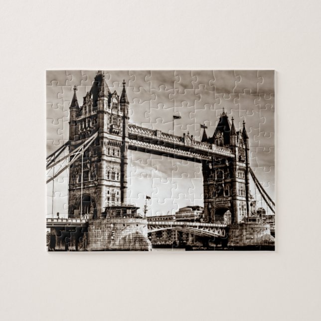 Puzzle Vintage Sepia London Tower Bridge (Horizontal)