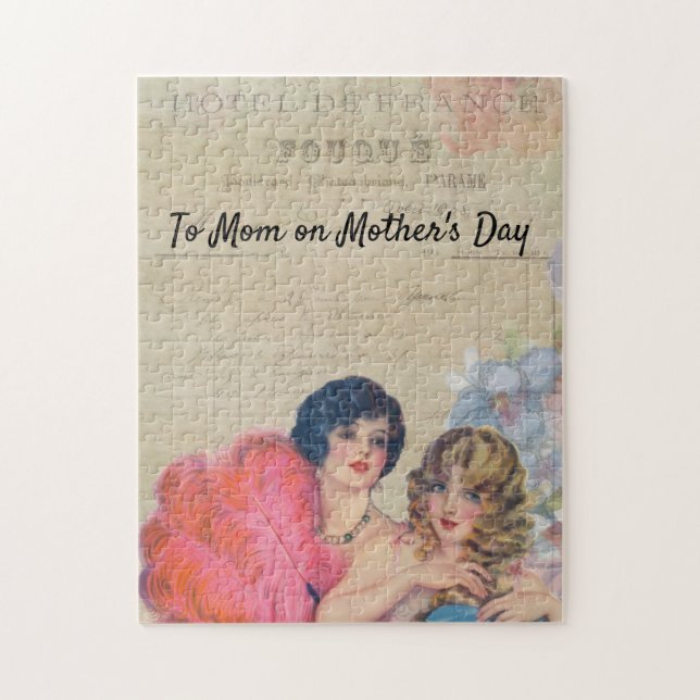 Puzzle Vintage Show Chicas Hotel France Flowers Fethers (Vertical)