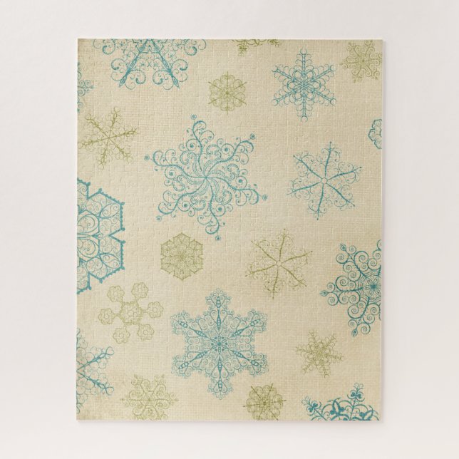Puzzle Vintage snowflake lindo rústico copos de nieve (Vertical)