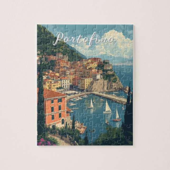Puzzle Vintage Style Portofino Genova Italy (Vertical)