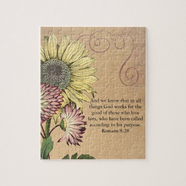 Puzzle Vintage Sunflower Bible Verse (Vertical)