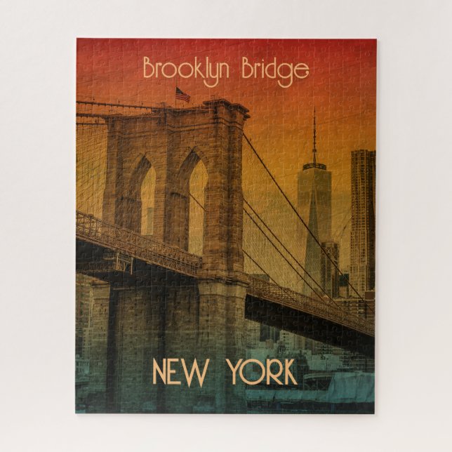 Puzzle Vintage Sunset Brooklyn Bridge Nueva York (Vertical)