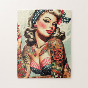 Puzzle Vintage Tattoo Old School Pin-up