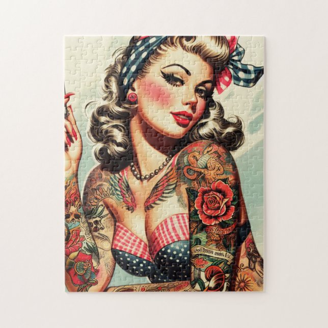 Puzzle Vintage Tattoo Old School Pin-up (Vertical)