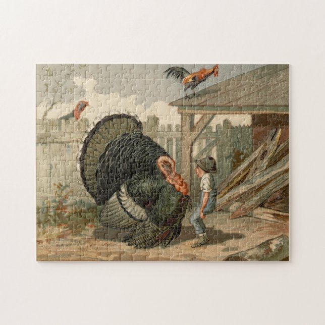 Puzzle Vintage Thanksending Turkey Ilustracion de discusi (Horizontal)