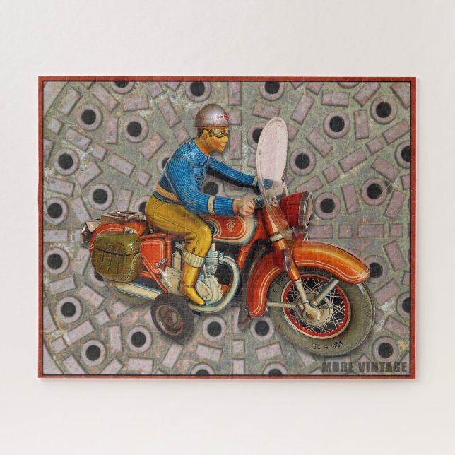 PUZZLE VINTAGE TIN TOY MOTORCYCLE TIPPCO (Horizontal)