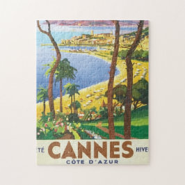 Puzzle Vintage Travel Cannes Beach Scene