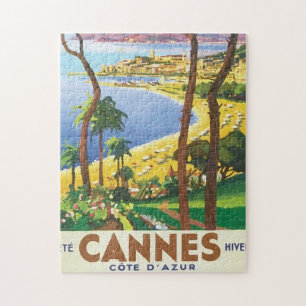 Puzzle Vintage Travel Cannes Beach Scene