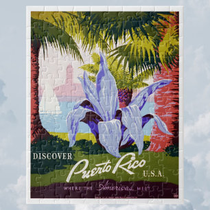 Puzzle Vintage Travel Poster, Discover Puerto Rico!