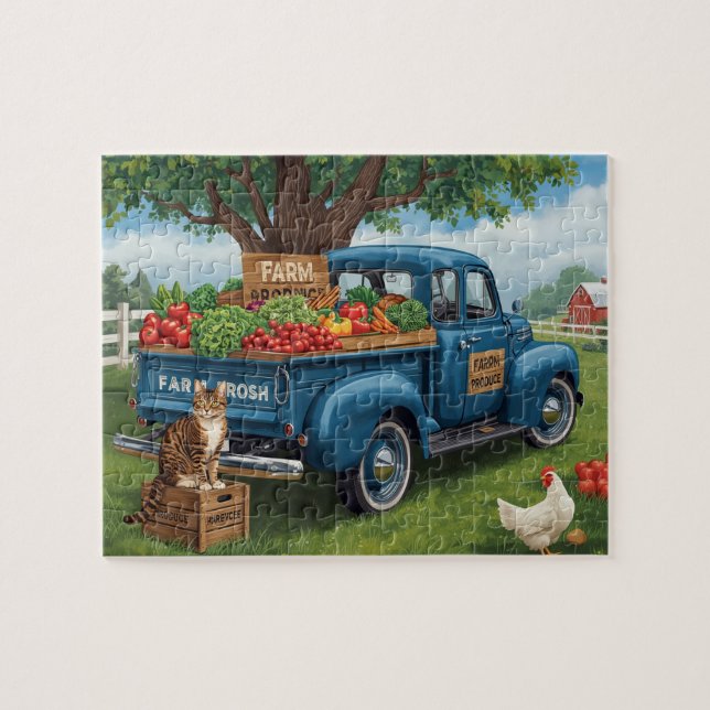 Puzzle Vintage Truck Farm Produce Art (Horizontal)