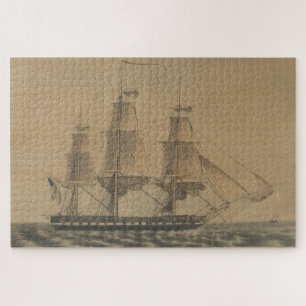 Puzzle Vintage USS Constitución Ilustracion para Buques (