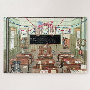Puzzle Vintage Victorian Era Rural School Room Poster