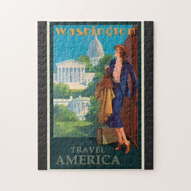 Puzzle Vintage Washington DC Travel Ilustracion (Vertical)