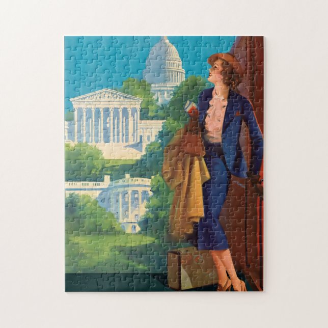 Puzzle Vintage Washington DC Travel Ilustracion (Vertical)