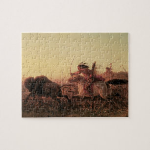 Puzzle Vintage West, Caza de Búfalos India por Charles Wi