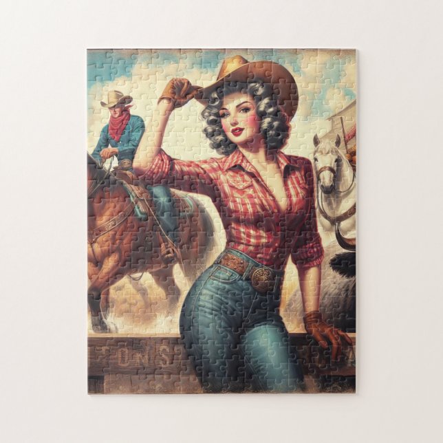 Puzzle Vintage Western Cowgirl (Vertical)