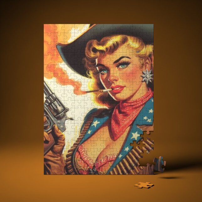 Puzzle Vintage Western Cowgirl Pin Up (Subido por el creador)