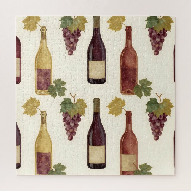 Puzzle Vintage Wine Bottle Grapevine Pattern (Vertical)
