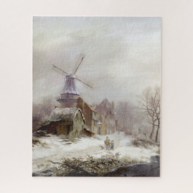 Puzzle Vintage Winter Windmill (Vertical)
