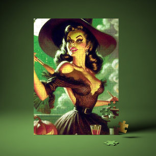 Puzzle Vintage Witch Halloween Pin Up