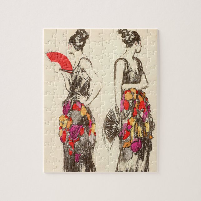 Puzzle Vintage Women of Fashion with Spring Vesterillas (Vertical)