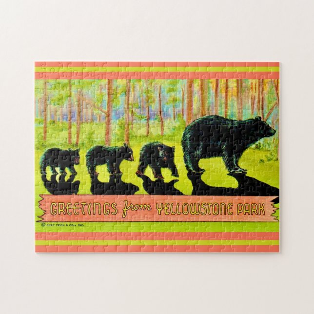Puzzle Vintage Yellowstone Park Bears 11 x 14 (Horizontal)