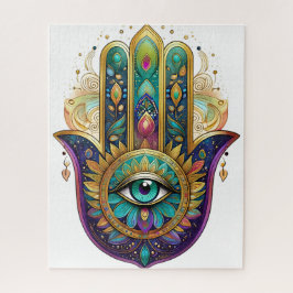 Puzzle Violet Green Gold Petals Hamsa Turquoise Third Eye