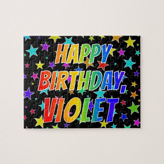 Puzzle "VIOLETA" Nombre, Divertido "FELIZ CUMPLEAÑOS" (Horizontal)