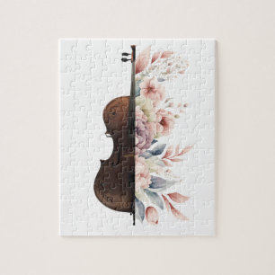 Puzzle Violín con flores.