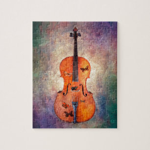Puzzle Violoncelo mágico con las mariposas