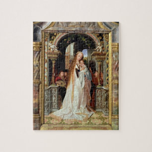 Puzzle Virgen y niño con tres ángeles, el panel central
