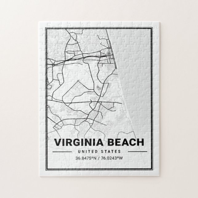 Puzzle Virginia Beach Virginia USA Travel City Map (Vertical)