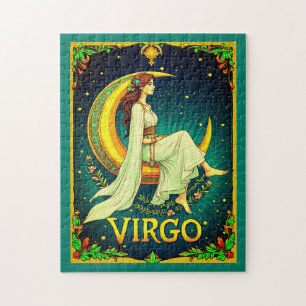 Puzzle Virgo Maiden sentada en la luna creciente