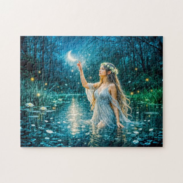 Puzzle Virgo Zodiac with Moonlit Maiden Holding a Glowing (Horizontal)