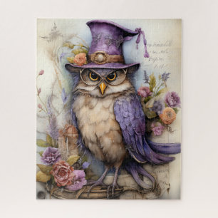 Puzzle Visionaria violeta: Lechuza caprichosa con gafas